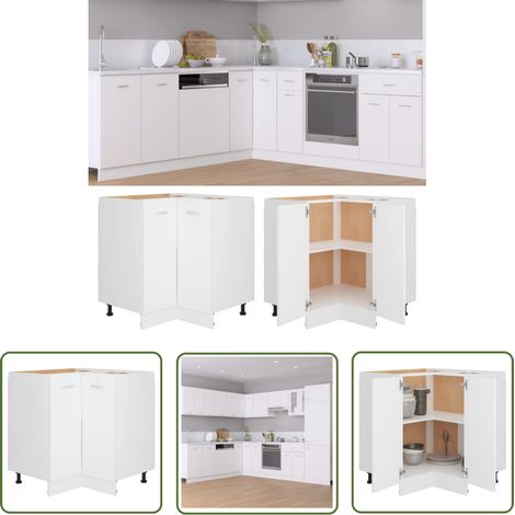 Armoire plancher d'angle Meuble de rangement d'angle Blanc 75,5x75,5x80,5 cm Aggloméré RTJEX702667 MaisonChic (1/5)