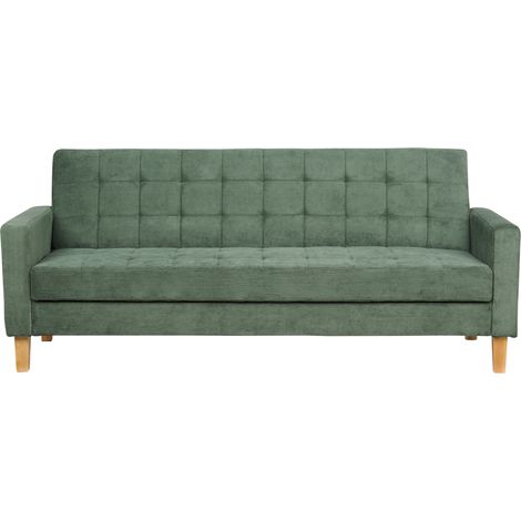 Sofá cama tapizado verde 3 plazas acolchado click clack Vehkoo (1/5)