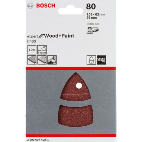 Bosch Schleifblatt C430 10-teilig 102 x 62 93 mm 80 11 Löcher 10 Stk