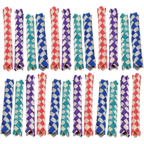 QORVA-24 pièces pièges à doigts oiseaux perroquets jouet à macher pièges en bambou chinois bricolage jouet pour les fêtes d'enfants