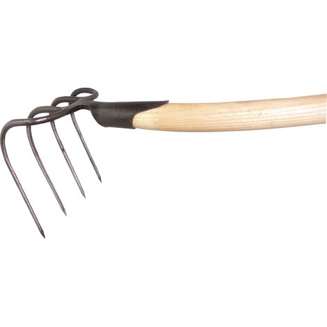 Pala da scavo con denti Zinken-L.210mm con boccola a molla, con manico G.1200 g, 4 denti