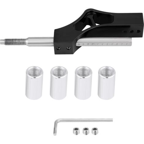 Keenso Edelstahl-Schaltknauf, höhenverstellbar, für Schaltgetriebe (Schwarz). (1/5)