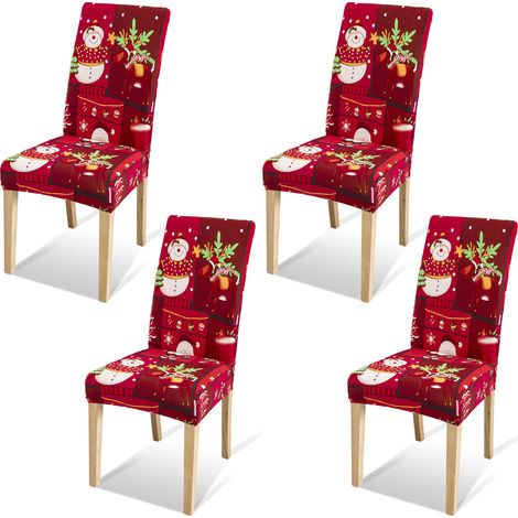 TolleTour Fundas navideñas sillas elásticas muñeco de nieve y reno 4 piezas (1/5)