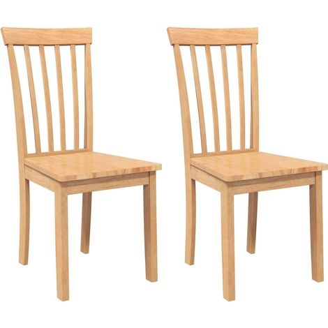Lot de 2 Chaises à manger,Chaise de cuisine bois massif naturel caoutchouc CFW55523 (1/5)