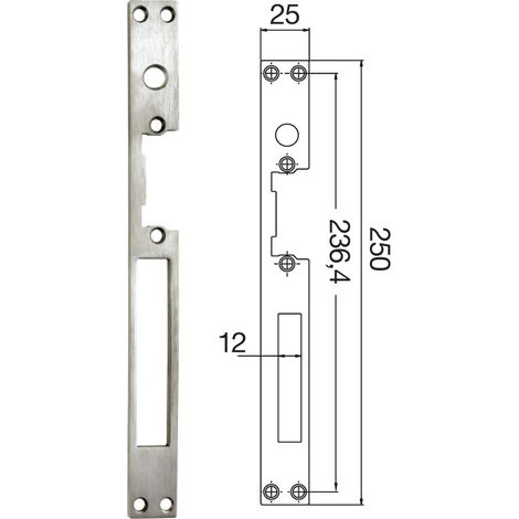 Placa Cuerpo Cierre Electrico Estanca 25 mm G.Llave 12 mm Ltda.Derecha (1/2)