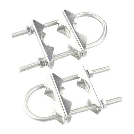 Double pince pour mât d'antenne - 2 jeux de supports montage robustes à mâchoires en V avec boulons U télévision extérieure, radio amateur, Starlink, drapeau, parasol
