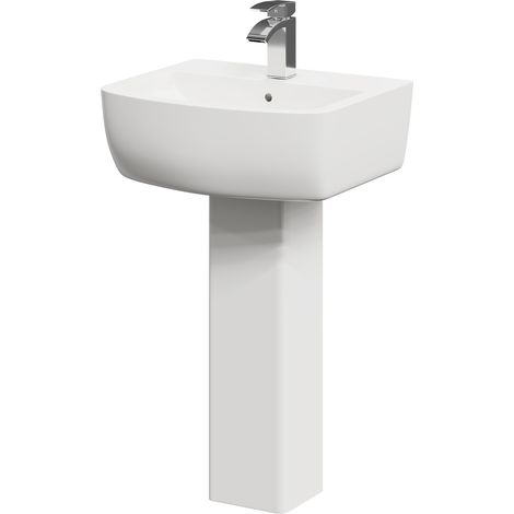 Darnley 530mm Basin with 1 Tap Hole and Full Pedestal (1/5)