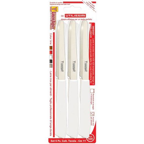 COLTELLI DA TAVOLA 'UTILISSIMI' lama mm 110 - manico bianco