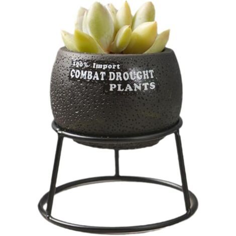 1 pot de fleurs en béton de style scandinave - Pour bureau - En fer - Pour plantes grasses, aloe vera, cactus, décoration de bureau à domicile (1/4)