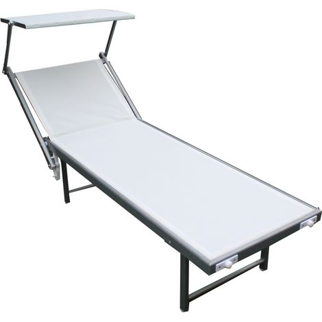LETTINO DA MARE GRIGIO IN ALLUMINIO ANODIZZATO 190X60CM TELO DA 800Gr CON PARASOLE (1/2)