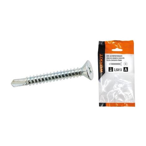 VITE AUTOPERFORANTE TSP SELF WORKIT - ZINCATA BIANCA CAVA PH MM  3,5X13 CF=PZ 41- 5 confezioni