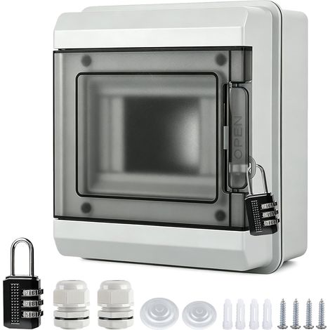 2PS Coffret Electrique Etanche Exterieur IP65, Boîte de Distribution 5 Modules, Boite de Boitier Etanche Electrique avec 2 Serrures, Boitier de Jonction pour Jardin, Cave, Garage, Villas (1/5)