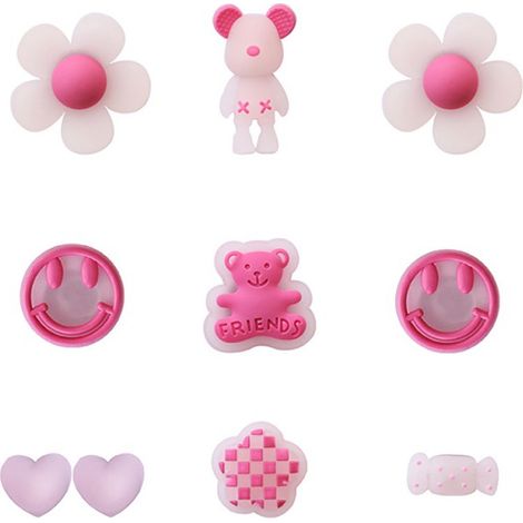 10 Stück leuchtende rosa Bären-Hundeschuh-Accessoires für Krokodil-Anhänger (1/5)