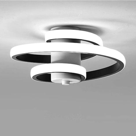 Plafonnier LED Moderne, Plafonnier Design Créatif Spirale 24W, Plafonnier Métal Noir, Salon Chambre Cuisine Salle à Manger Couloir Plafonnier LED (Blanc Froid 6000K)