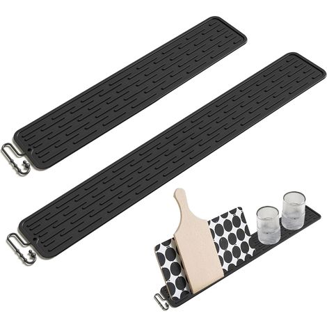 2 alfombrillas estrechas de silicona negra para secar platos, tazas o botellas. (1/4)