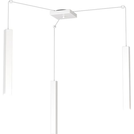 Sospensione Moderna Square Tube Metallo Bianco 3 Luci Gu10 (1/4)