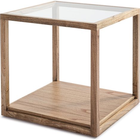 Auxiliary Tabelle 60x60x60 Glas / Holz Voile graue Möbel / Hilfstische für alle Stile, um zu Hause eine Note zu verleihen (1/3)