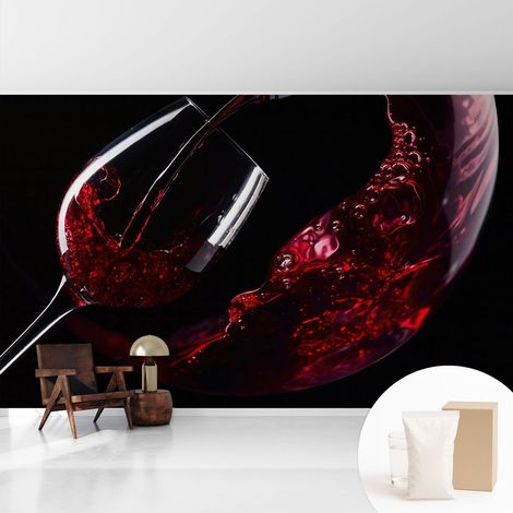 Tapete Vliestapete mit Kleber- abwaschbar - Raumgestaltung Schlafzimmer Wohnzimmer Tapete Rotwein 416x254 cm (1/5)