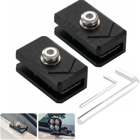 Support fixation pour éclairage capot Supports feux fossé pilier d'éclairage LED support d'éclairage charnière capot pour camions pour la plupart des voitures, camions, SUV Noir (1/5)