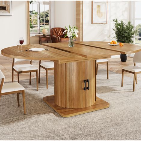 Ausziehbarer Esstisch 118-158x118x76 cm Schwarzbraun MDF mit Stauraum und 4 Modi (1/5)