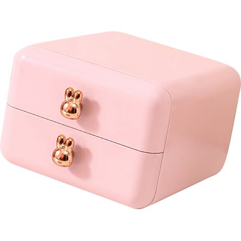 Boîte de rangement de bureau pour bijoux, porte-stylos à tiroir, rangement pour bureau de dortoir, articles divers, accessoires pour cheveux d'enfants, petite boîte de rangement, poudre à 2 compartime (1/5)