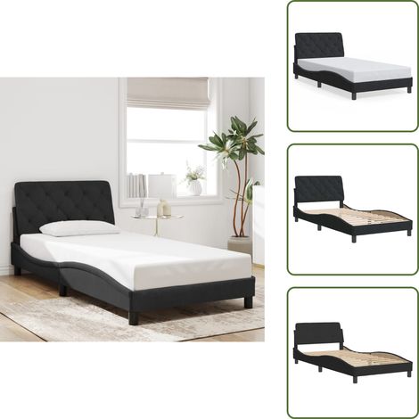 Cuscino testiera - vidaXL Giroletto senza Materasso Nero 100x200 cm in Velluto - Letto in velluto