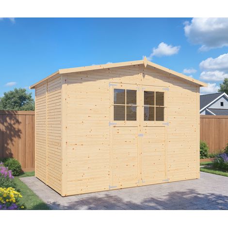 Abri de jardin bois Bertilo Fineline Apex 18mm 5,99m² naturel (1/5)