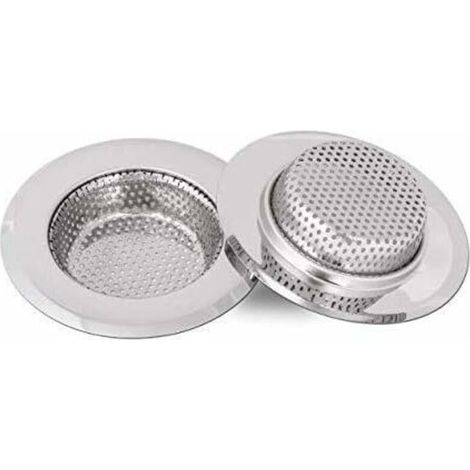 SABIR Filtre évier Cuisine, Filtre à évier en acier inoxydable, Grille pour evier cuisine, 25 mm de profondeur, 2 pièces(Petit) (1/5)