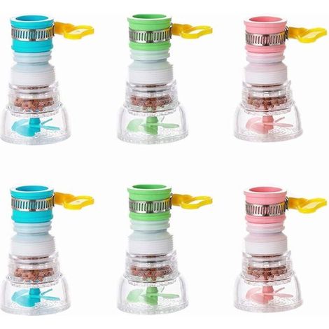 Filtre à eau pour robinet cuisine – 6 pièces, filtration minérale active, compatible robinets pliants (rose, bleu, vert) (1/5)
