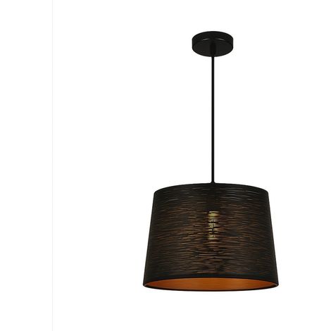 TRADE SHOP - Lampadario Minimal A Sospensione In Metallo Opaco Con Interno Ramato Attacco E27 Ip20 A73 - Nero (1/5)