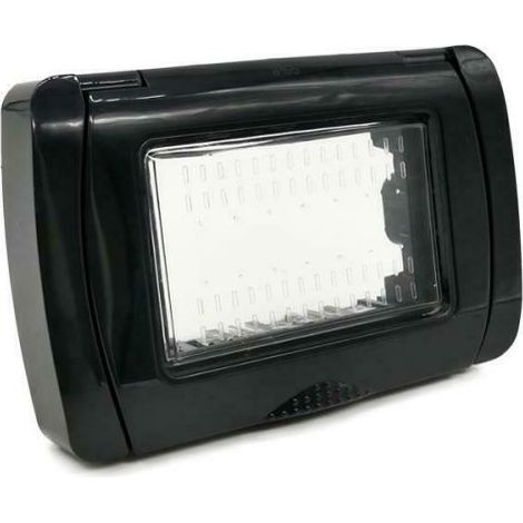 IDROBOX LIVING COMPATIBILE Placca stagna placche 3 4 moduli bianco nero IP55 TOT Nero,3