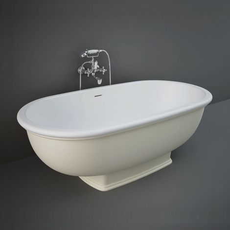 RAK Washington Greige 1560mm x 810mm Double Ended Freestanding Bath - WTBT15681505 (1/2)