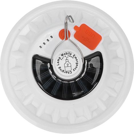 Lampe solaire de camping rechargeable par USB, 5 modes d'éclairage, 60 LED, étanche IP65, avec télécommande. (1/5)