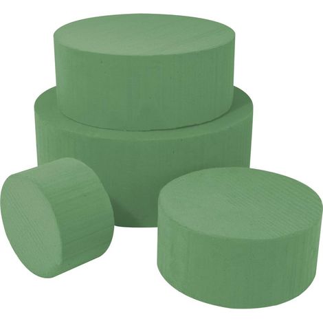 Bloc Mousse Florale Humide - 1 Pièce - Vert - Rond Ø15cm H7cm - Hydratation Facile - Mariage Communion (1/2)