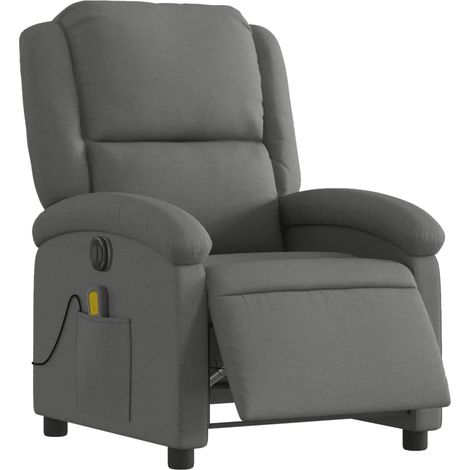 Massagesessel Elektrisch Dunkelgrau Stoff vidaXL53589