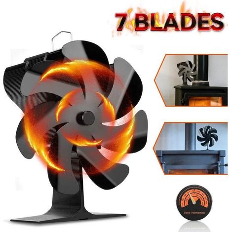 Ventilateur pour poêle à bois, 7 pales, silencieux, alimenté par la chaleur, pour poêle à bois, cheminée à gaz, brûleur à bûches, se fixe au conduit de cheminée. (1/5)