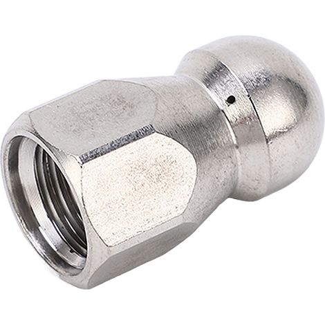 Buse de nettoyage haute pression 5000 PSI pour le débouchage de canalisations, buse de nettoyage à jet d'eau en acier inoxydable, tête sphérique, 1 orifice avant, 3 orifices arrière, filetage G1/4 po (1/5)