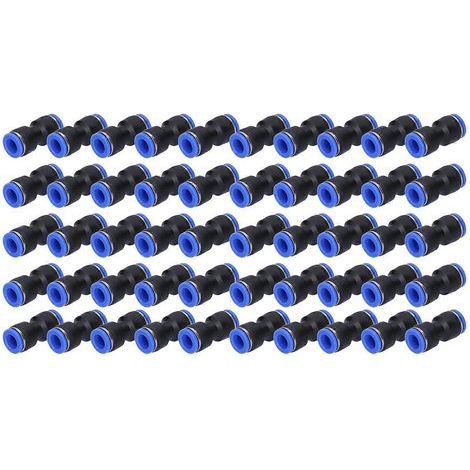 50 raccords pneumatiques droits pour tuyaux d'air PU-10 (1/4)