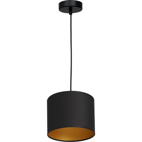 Lampada a sospensione Arden nera tessuto oro Ø18 E27