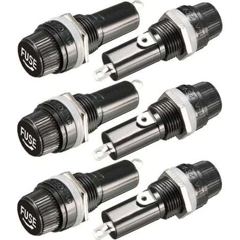 6 pièces 6x30mm Porte Fusible AC 10A 250V Noir Porte Fusible à Capuchon à Vis, Porte Fusible à Capuchon à Vis Monté sur Panneau (1/4)
