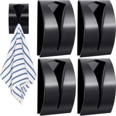 4-teiliger selbstklebender Küchenhandtuchhalter, Küchenhandtuchhaken aus Edelstahl, Wandhandtuchhalter zur Montage ohne Bohren (1/5)