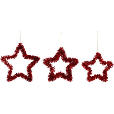 Set di 3 soggetti a stella h.max 40cm rosso - Feeric lights & christmas (1/5)