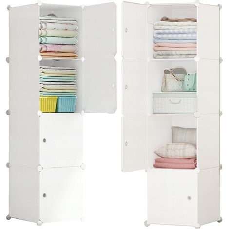 Modularer Kleiderschrank, weiß, geschlossenes Regal, 4 Einlegeböden (1/5)