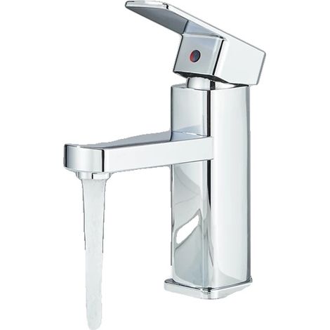Robinet de lavabo, monté sur le plan de travail, à poignée unique, Chrome (1/2)