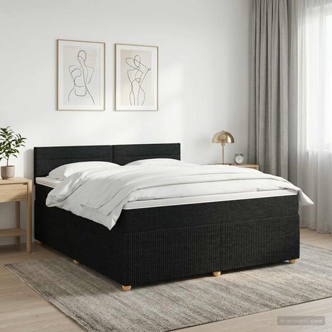 Lit boxspring avec matelas Noir 140 x 190 cm Tissu (1/5)