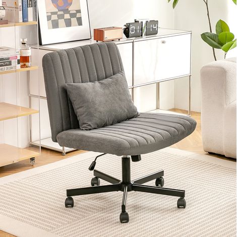 Sedia da ufficio grigio scuro in tessuto con altezza regolabile, girevole 360° e ruote silenziose (1/3)