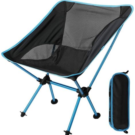 Blue Portable Folding Camping Chair Ultra-light Compact Fishing Chair with Carry Bag for Hiking, BBQ (1/5)