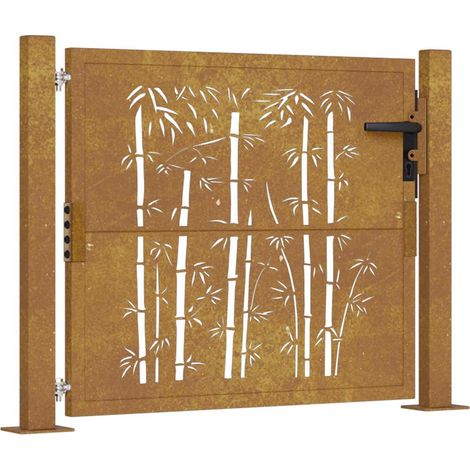 Garden Gate 100x75 cm Corten Steel Bamboo Design vidaXL