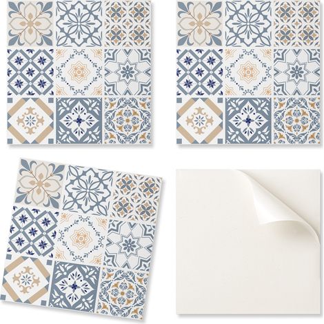 Azulejos de vinilo autoadhesivos para ba帽o con estampado de mosaico en patr贸n de cuadros, 20x20x20 cm.