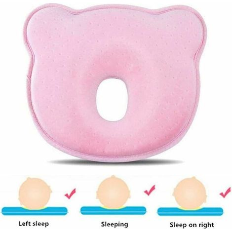BRAVIX Oreiller orthopédique pour bébé contre la tête plate et la déformation de la tête 24223cm,rose (1/3)